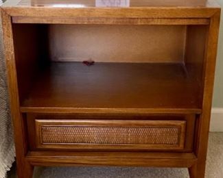 Lot 6021. $975.00. BUY THIS COOL BEDROOM SET! Vintage Century Furniture Bedroom Set, actual Mid-Century includes 9 Drawer Dresser (62"L x 19" d x 31" T), 5 Drawer High Boy, (44"t x 38"w x 19"d), 2-Side Night Tables, (22"w x 16"d x 23.5" t), 1 Mirror. There are two twin beds available, however, mattresses are old.