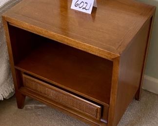 Lot 6021. $975.00. BUY THIS COOL BEDROOM SET! Vintage Century Furniture Bedroom Set, actual Mid-Century includes 9 Drawer Dresser (62"L x 19" d x 31" T), 5 Drawer High Boy, (44"t x 38"w x 19"d), 2-Side Night Tables, (22"w x 16"d x 23.5" t), 1 Mirror. There are two twin beds available, however, mattresses are old.