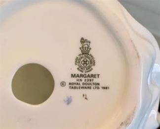 Lot 6020. $125.00. 4 Vintage Porcelain Figurines: F G Doughty Royal Worcester Fine Bone China, England, Grandmother's Dress #3081, Margaret HN 2397 Royal Doulton, 8" tall, from 1981, Boy From Williamsburg Royal Doulton RK2183, and Dinky Do #1678. Vintage Figurines.