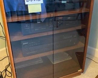 Lot 6025. $175.00 ( 0ver $360.00 if bought individually) 4 Tier Stereo Component Cabinet with Glass Doors ($110.00), 1988 Yamaha KX-W302U Double Cassette Deck (eBay 79.95 Sold Price) 1990 Yamaha RX-530 Natural Sound Stereo Receiver ($72.00 eBay Sold Price), Sony 5-Disc Player CDP-C545 ($75.00 eBay Sold Price), Pair of Boston A70 Speakers with Stands. ($30.00 eBay Sold Price)