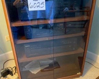 Lot 6025. $175.00 ( 0ver $360.00 if bought individually) 4 Tier Stereo Component Cabinet with Glass Doors ($110.00), 1988 Yamaha KX-W302U Double Cassette Deck (eBay 79.95 Sold Price) 1990 Yamaha RX-530 Natural Sound Stereo Receiver ($72.00 eBay Sold Price), Sony 5-Disc Player CDP-C545 ($75.00 eBay Sold Price), Pair of Boston A70 Speakers with Stands. ($30.00 eBay Sold Price)