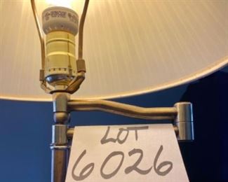 Lot 6026 $75.00. Vintage Brass Swing Arm Floor Lamp with Shade. - 60"Tall - Great Light, Where you want it!