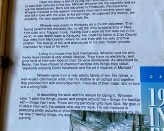 Lot 6028. $1,050.00. Lovely acrylic painting by Michael Wheeler, 21.5" x 18"t. "Start of Something Big". What a magnificent painting! Michael Wheeler was born in Pittsburgh in 1952 and was educated at Carnegie Mellon University and Carnegie Institute Museum. He has earned several awards including: Gold Medal National Scholastic Art Exhibit, Art Magazine Award Arts for the Parks Jackson Hole, Wy.