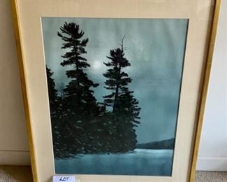 Lot 6029. $3,000.00. Original Watercolor by Allen Blagden entitled "Winter Moon" 30x 37.5"t. with an i.d. tag on back. The owner paid $6,000 for this beauty. 29x22"
