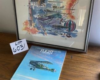Lot 6031. $175.00. Paul Havalin's "Flying Machines" Original Watercolor 19x16 plus photo book, "Flight".
