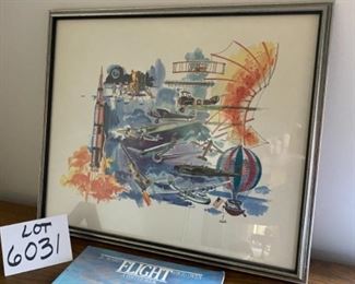 Lot 6031. $175.00. Paul Havalin's "Flying Machines" Original Watercolor 19x16 plus photo book, "Flight".