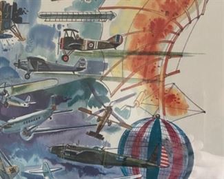 Lot 6031. $175.00. Paul Havalin's "Flying Machines" Original Watercolor 19x16 plus photo book, "Flight".