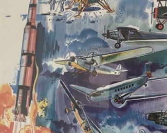 Lot 6031. $175.00. Paul Havalin's "Flying Machines" Original Watercolor 19x16 plus photo book, "Flight".