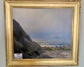 Lot 6022. $1,200.00. John Phillip Osborne "Coast of Maine". Original Oil Painting This is a larger piece: 36x30 framed. Hand-Carved 22k Gold Leaf Frame, and a stunning seascape by this Listed Artist. Such a beautiful painting!!