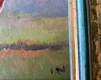 Lot 6033. $82.00 Set of 2 Framed Animals - original oils on canvas of ox and sheep. 7.5" x 6.5" l love these eclectic little farm animal paintings!