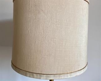 Lot 6035. $45.00 Vintage Floor Lamp/Table 49" Tall. MCM Table Lamp Needs TLC Brass Lamp Pole - Love the mid century lines and style! See here there is some surface wear on the table and base of the pole. Your new Spring project!! Look at the claw foot detail!