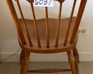 Lot 6037. $35.00 Spindleback Wood Chair. Needs a little TLC 32.5"back, seat 16.5"h x 17"w x 16.5"l
