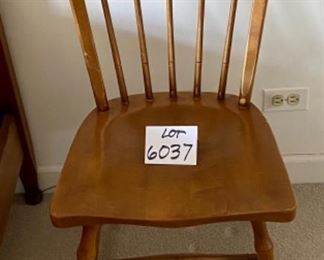 Lot 6037. $35.00 Spindleback Wood Chair. Needs a little TLC. 32.5"back, seat 16.5"h x 17"w x 16.5"l