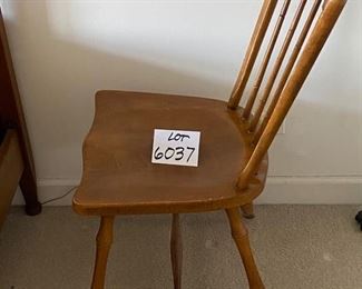 Lot 6037. $35.00 Spindle Back Wood Chair. Needs a little TLC