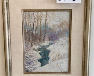 Lot 6042. $550.00. "Hushed Silence" 1990 by Lee Stroncek, a renowned nature artist. He was featured on the 1987 LL Bean catalog cover! 19"w x 16"h