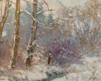Lot 6042. $550.00. "Hushed Silence" 1990 by Lee Stroncek, a renowned nature artist. He was featured on the 1987 LL Bean catalog cover! 19"w x 16"h