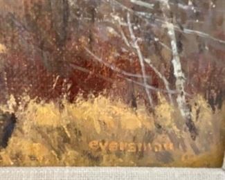 Lot 6043. $225.00. Original Oil on board, Snow Capped Mountains & Prairie. by Nathan Eversman "Warm Day" 17"w x 14"h