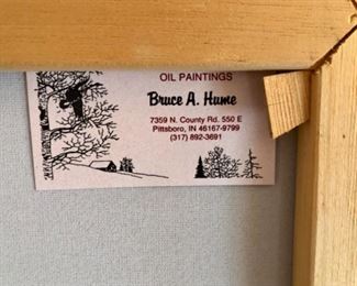 Lot 6069. $200.00. Bruce A. Hume (1933-2002) Original Oil Painting of a Pheasant in Flight, in Pittsboro, Indiana, 18.5" x 22.5. Prize-winning artist, Bruce displayed his art at art fairs and exhibitions in Indiana and Central Illinois