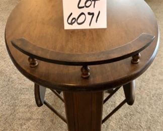 Lot 6071. $95.00 Clever Antique Magazine Rack Table w/Handles - Oval Top 22.5 x 15" x 22"tall in Very Good Condition.