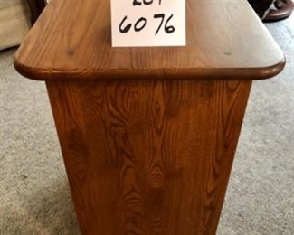 Lot 6076. $40.00. Oak Cart on Casters 19"x14.5" x23.5" tall with 3 shelves - handy to have a moveable cart like this that doesn't take up a ton of space.