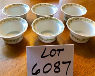 Lot 6087. $40.00. Six Limoges Custard Cups 3-3/4" Diameter, 1.5" tall Made in Austria