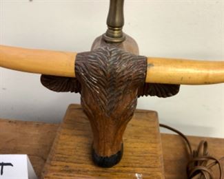 Lot 6089. $200.00. Very collectible A. Brandt Ranch Oak Longhorn Steer Lamp on a ranch oak base - so cute. This collectible lamp sold for $650 with a shade that wasn't even original to the lamp! Very cool lamp for all Cowboys, young & old!