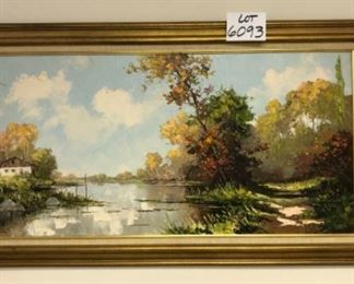 Lot 6093. $1,200.00. Original Oil landscape by Antoine Loran, Born in Paris, 1922. 46x26" framed, 39x19.5" image. I adore this painting! This will be as close as I ever get to Paree, so no wonder why it's so appealing, MON DIEU!!