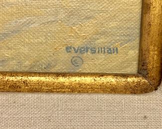 Lot 6092. $300.00. Tom Eversman Gold framed oil on Board; Pastoral Scene 22x19 framed and 12x9 image