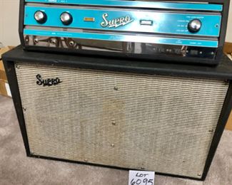 Lot 6095. $800.00 1967 Supro-Taurus Model S6625, Tube Bass Amp Head and Cabinet. This is the Supro version of the Gretsch Super Bass #6157. It has a blue face panel with large knobs. Valco - 2 piece amp (32" x. 20" x 11") and amp control box using tube technology - 26.5 x 9.5 x 8"t amp control box, 117 60CY. 2.0 Amps.