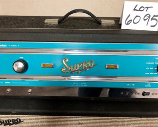 Lot 6095. $800.00 1967 Supro-Taurus Model S6625, Tube Bass Amp Head and Cabinet. This is the Supro version of the Gretsch Super Bass #6157. It has a blue face panel with large knobs. Valco - 2 piece amp (32" x. 20" x 11") and amp control box using tube technology - 26.5 x 9.5 x 8"t amp control box, 117 60CY. 2.0 Amps.