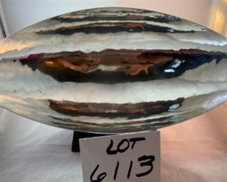 Lot 6113 $550.00 Circa 1950's - 1960's MCM Sterling Silver Elongated Footed Bowl with Loop Handles handmade by Alfredo Sciarrotta, Modernist (1903-1985) (this was made for Bailey, Banks and Biddle.) 15.5" L x 7" W x 4" Approx. 32 us ounces