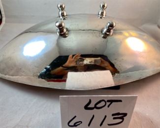 Lot 6113 $550.00 Circa 1950's - 1960's MCM Sterling Silver Elongated Footed Bowl with Loop Handles handmade by Alfredo Sciarrotta, Modernist (1903-1985) (this was made for Bailey, Banks and Biddle.) 15.5" L x 7" W x 4" Approximately 32 us ounces.