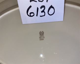 Lot 6130. $54.00 Lenox Montclair 3 pc. Platter Set. Includes a round platter: 12" round. 16"oval platter (medium), and a 17.5" oval platter (large). Beautiful White with Silver rim - goes with anything and in perfect shape!