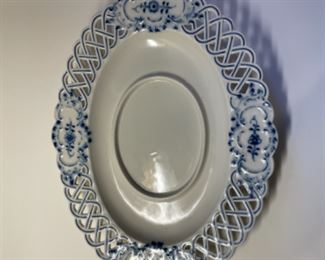 Lot 6132. $120.00. Antique Meissen Blue/White Soup Tureen w/underplate, in a lattice-work design,.we believe it's marked with the 1934 Meissen Mark of crossed swords. Made in Germany. Has a couple rim chips, but seem not to show. Also, Bonus: a Two-Spouted, 2 Handled Pitcher or Creamer, with a spout on either end. one spout is marked "M" and one "G", measures 6.5" in length, 5" from handle to handle. Such an unusual piece! Bottom is marked Made in France.