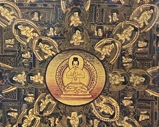 Lot 6140. $150.00. Ornate paper or parchment artwork with gold details. This is well framed and I am sure the homeowners paid a premium for it!