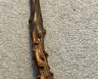 Lot 6141. $75.00 Fitwell Valet by C.Birnbaum Ltd. w/driftwood handled shoe horn that connects on a brass hook. Needs one more screw and wing to even it out.