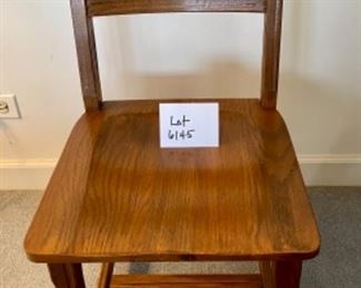 Lot 6145. $40.00 Sturdy wood side/desk chair.