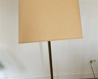 Lot 6144. $95.00 Brass Swing Arm Floor Double Light Lamp w/square shade, SOLID. 53"tall