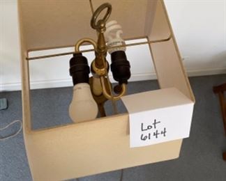 Lot 6144. $95.00 Brass Swing Arm Floor Double Light Lamp w/square shade, SOLID. 53"tall