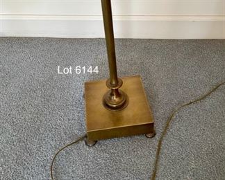 Lot 6144. $95.00 Brass Swing Arm Floor Double Light Lamp w/square shade, SOLID. 53"tall