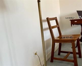 Lot 6144. $95.00 Brass Swing Arm Floor Double Light Lamp w/square shade, SOLID. 53"tall