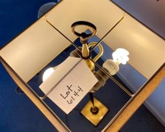 Lot 6144. $95.00 Brass Swing Arm Floor Double Light Lamp w/square shade, SOLID. 53"tall