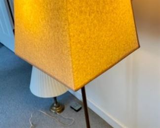 Lot 6144. $95.00 Brass Swing Arm Floor Double Light Lamp w/square shade, SOLID. 53"tall