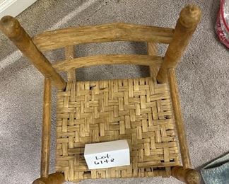 Lot 6148. $42.00. Antique Children's Splint Seat Rocking Chair