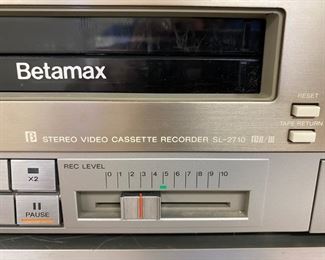 Lot 6150. Vintage Sony Component System. Sony Turn Table PS-FL1. Sony Betamax BL2710. TV Tuner VTX-1000R. TV Sound Adapter MLV100. Sony Stereo Receiver STR-VX750. Sony Stereo Cassette Deck TC-V7. Sony SS-X10A Speaker. and remote controls. (We do have the Sony Trinitron TV as well!)