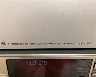 Lot 6150. Vintage Sony Component System. Sony Turn Table PS-FL1. Sony Betamax BL2710. TV Tuner VTX-1000R. TV Sound Adapter MLV100. Sony Stereo Receiver STR-VX750. Sony Stereo Cassette Deck TC-V7. Sony SS-X10A Speaker. and remote controls. (We do have the Sony Trinitron TV as well!)