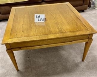 Lot 6151. $165.00 sturdy vintage coffee table with a nice medium wood tone. The Crowning Touch Imperial Furniture Co. Grand Rapids Mi coffee table. 31"x31"x15.5"t. Love the lines on this table.