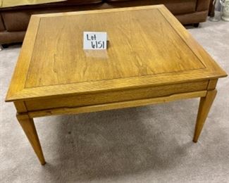 Lot 6151. $165.00 sturdy vintage coffee table with a nice medium wood tone. The Crowning Touch Imperial Furniture Co. Grand Rapids Mi coffee table. 31"x31"x15.5"t. Love the lines on this table.