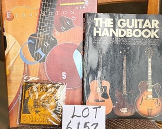 Lot 6157. $24.00 "The Guitar Book" by Ralph Denyer, and Ferrington "Guitars" Extremely Cool Guitar book, and Dean Markley Electric Guitar Strings 2nd, rth and 5th.