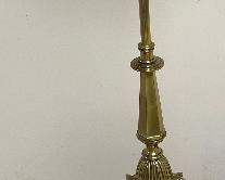 Lot 6153. $65.00 ea. Vintage White and Brass Table Lamp with Torchiere Lamp Shade. - This is the second of two of these lamps, with fabric shade removed. They are quite nice as up-light torchieres.